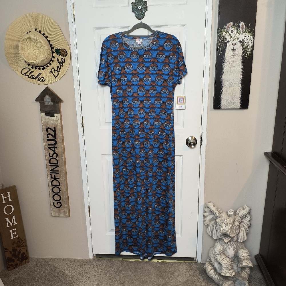 Lularoe USA Maria Size Medium Beautiful NWT  Full Length Dress Patriotic